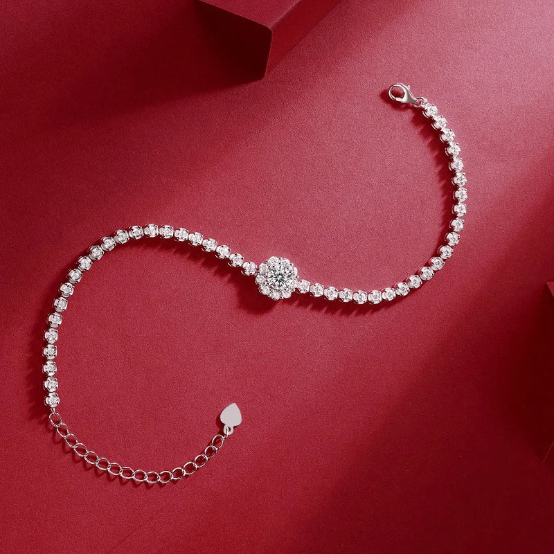 Bracelete Flor Prata